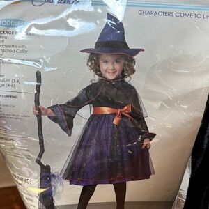 Kids Witch Costume with Hat - Black and Purple